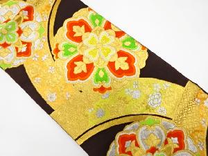 アンティーク　華紋に花唐草模様織り出し袋帯(材料)